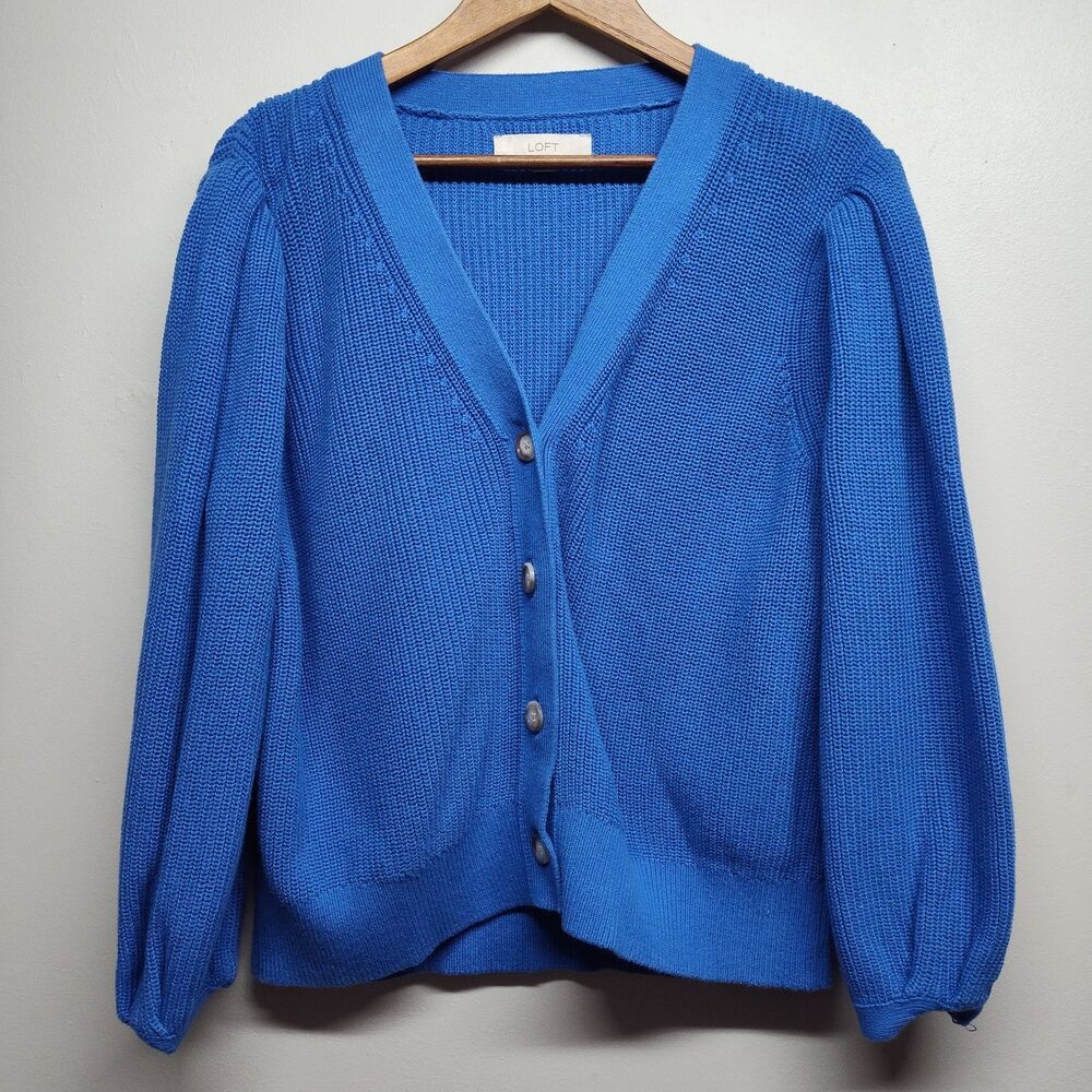 Loft Cardigan Sweater Women XL Button Down V-Neck Preppy Parisian Chic Coquette